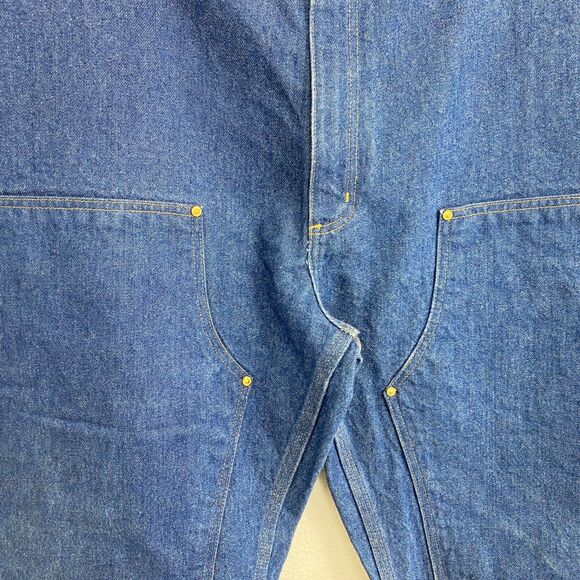 Carhartt Carpenter Dugaree Jeans 44X30 Suspender Buttons Double Knee Cotton - Picture 5 of 15